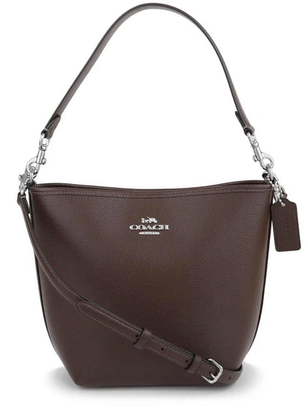 COACH City Large Bucket Bag Pebbled Leather Handbag CT801 Silver Maple NWOT